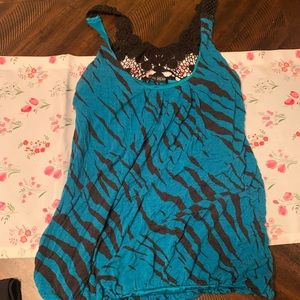 Blue zebra print tank